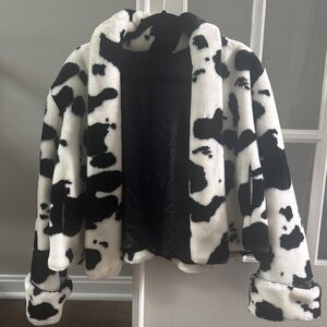Chic Black and White Teddy Jacket faux fur FOXRUN medium